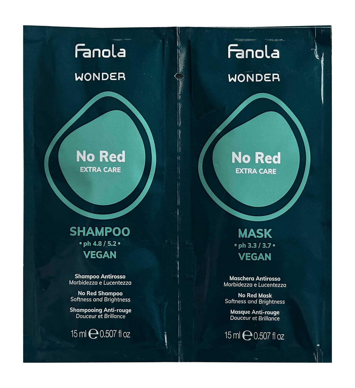 Fanola Wonder No Red Shampoo & Mask Softness and Brightness 15ml Sample - Hairdressing Supplies