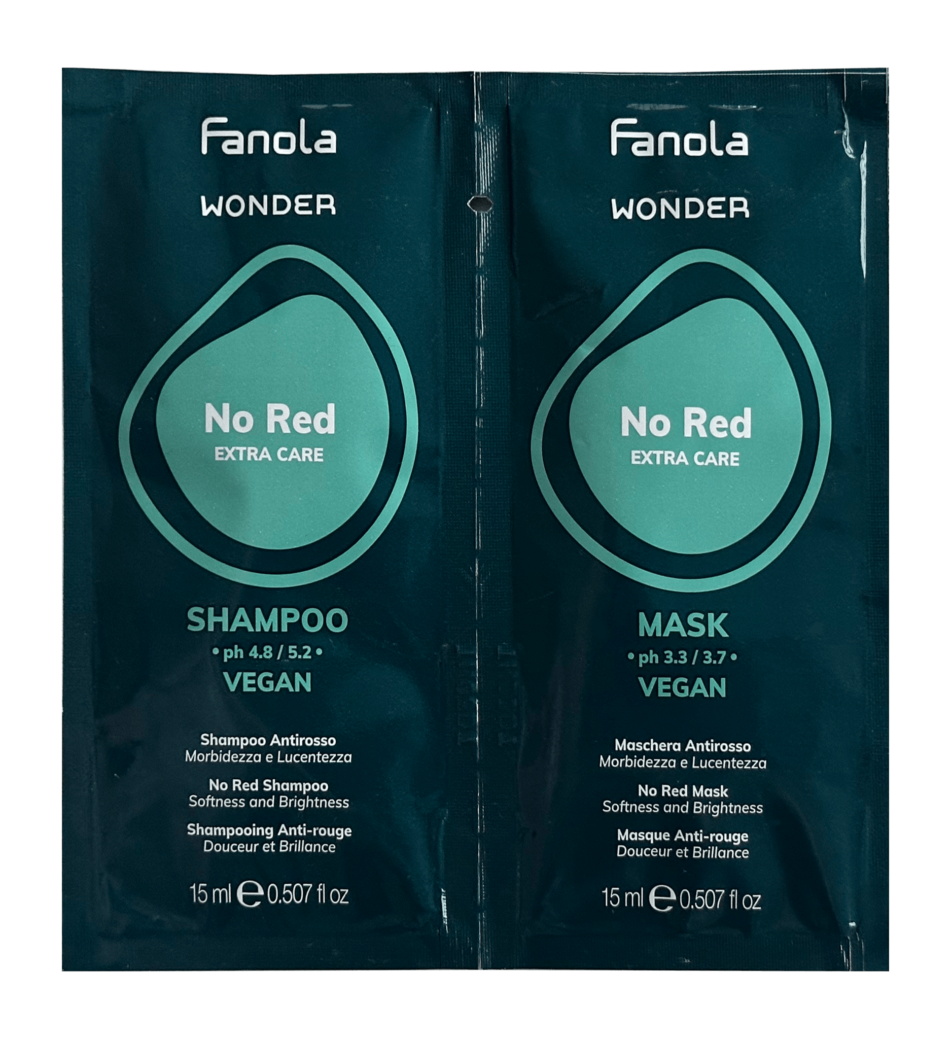 Fanola Wonder No Red Shampoo & Mask Softness and Brightness 15ml Sample - Hairdressing Supplies