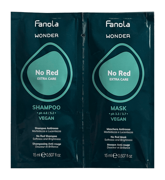 Fanola Wonder No Red Shampoo & Mask Softness and Brightness 15ml Sample - Hairdressing Supplies